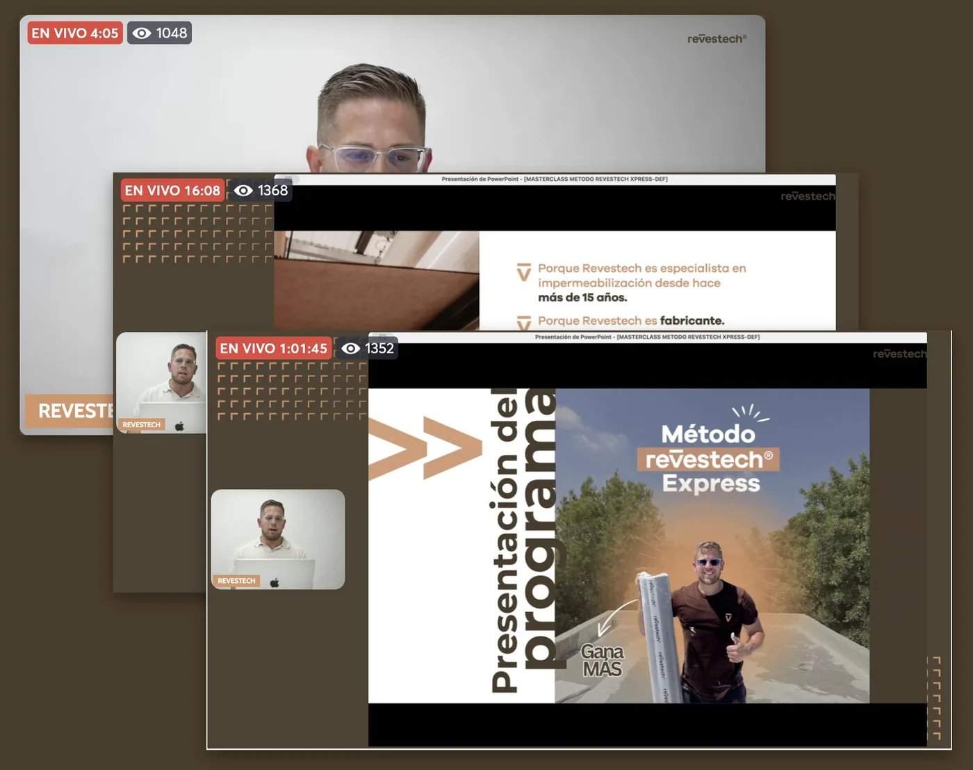 Capturas del directo de la masterclass «Método para ganar más en la construcción»