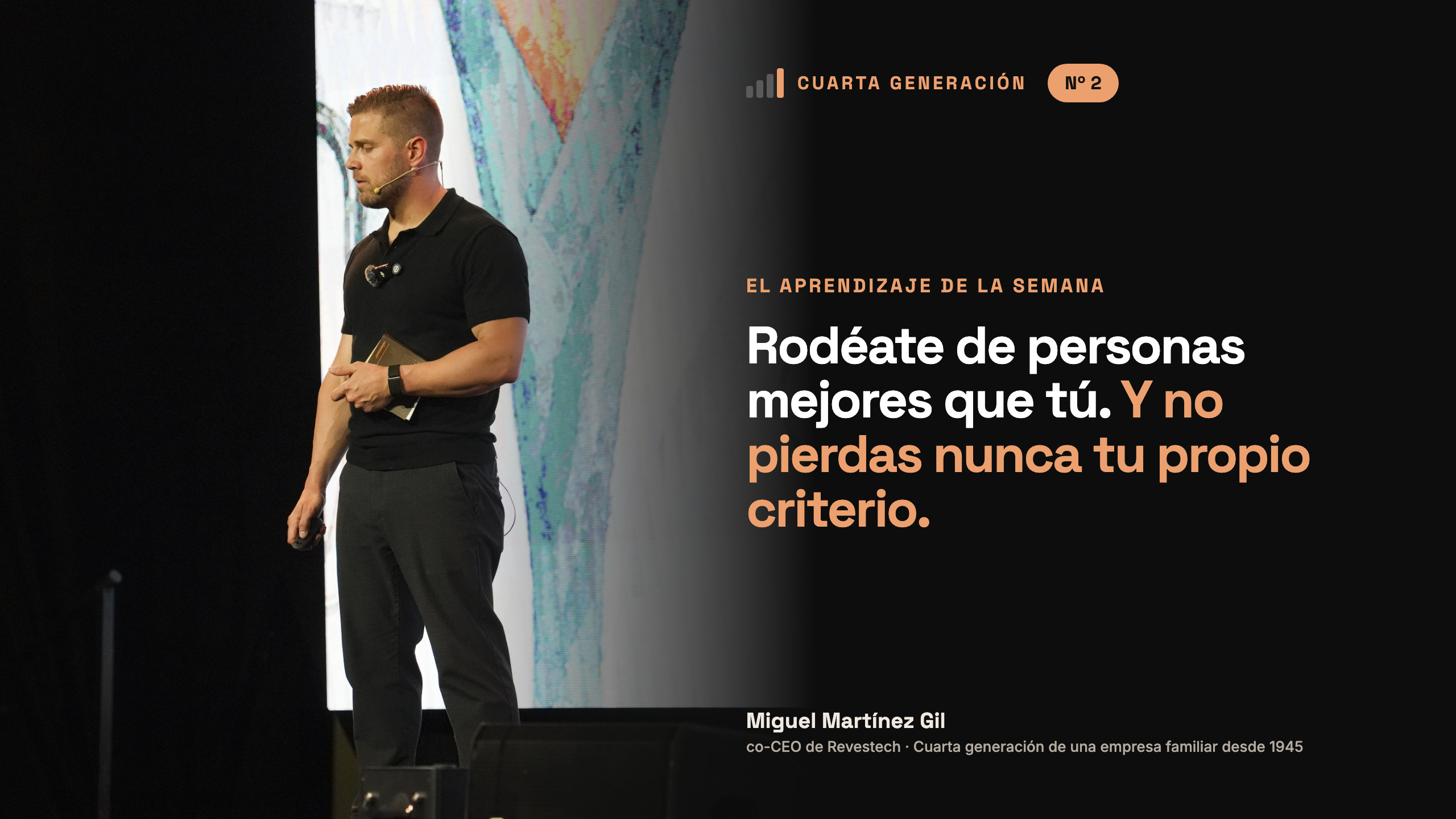 Miguel Martínez Gil en el escenario: «Rodéate de personas mejores que tú. Y no pierdas nunca tu propio criterio»